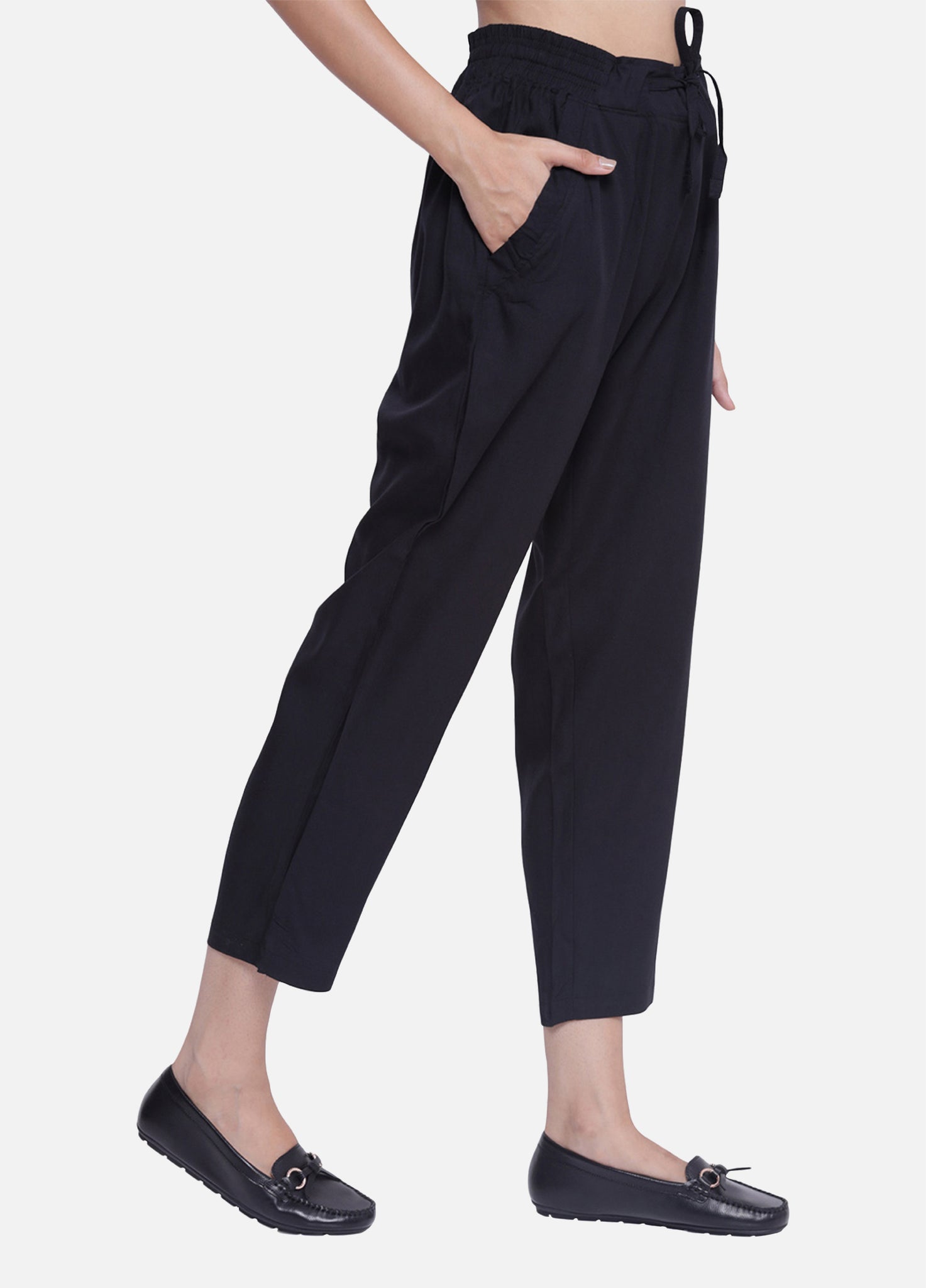 Women High-Waisted Cigarette Pants Work Office Casual Tapered Long Slim  Trousers | eBay
